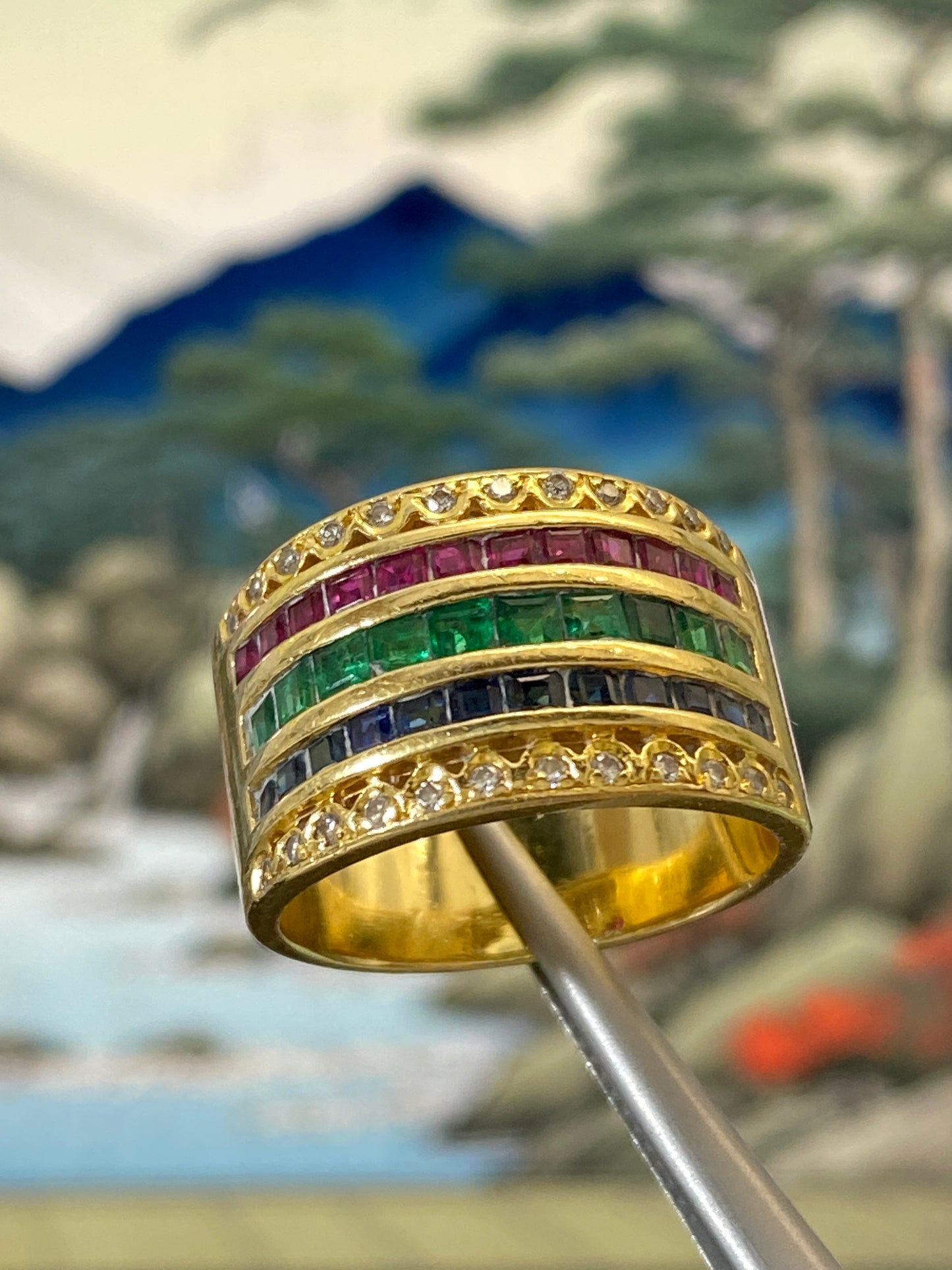 Tutti Frutti Inspired Layered Gemstone Chunky Ring