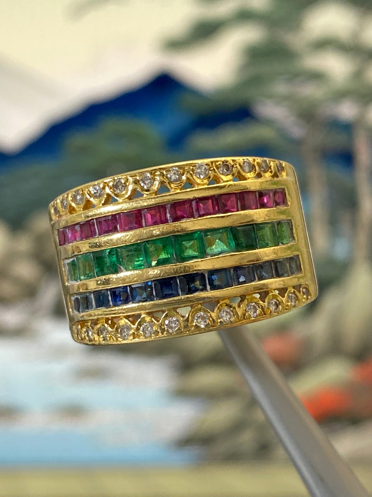 Tutti Frutti Inspired Layered Gemstone Chunky Ring