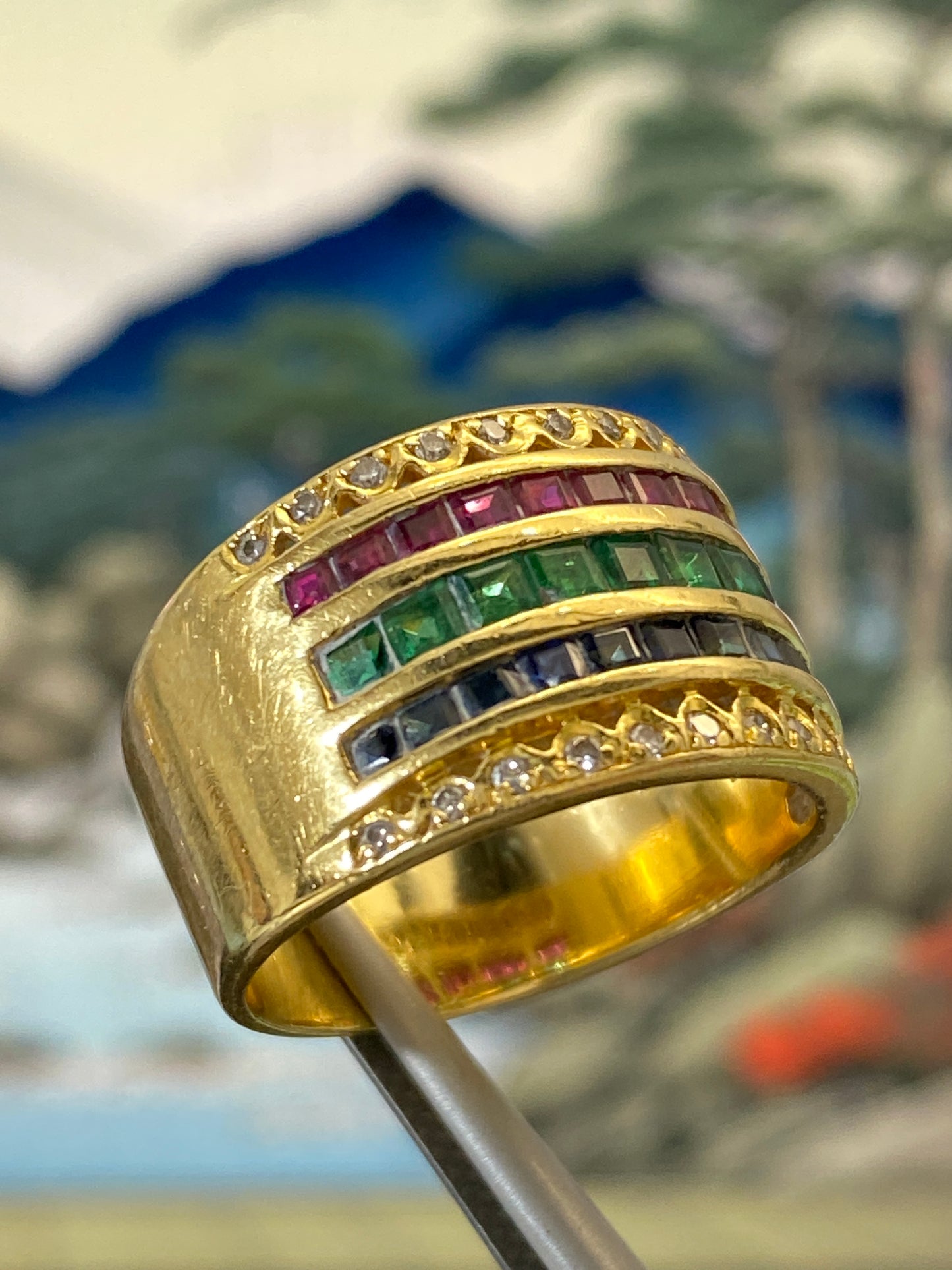 Tutti Frutti Inspired Layered Gemstone Chunky Ring