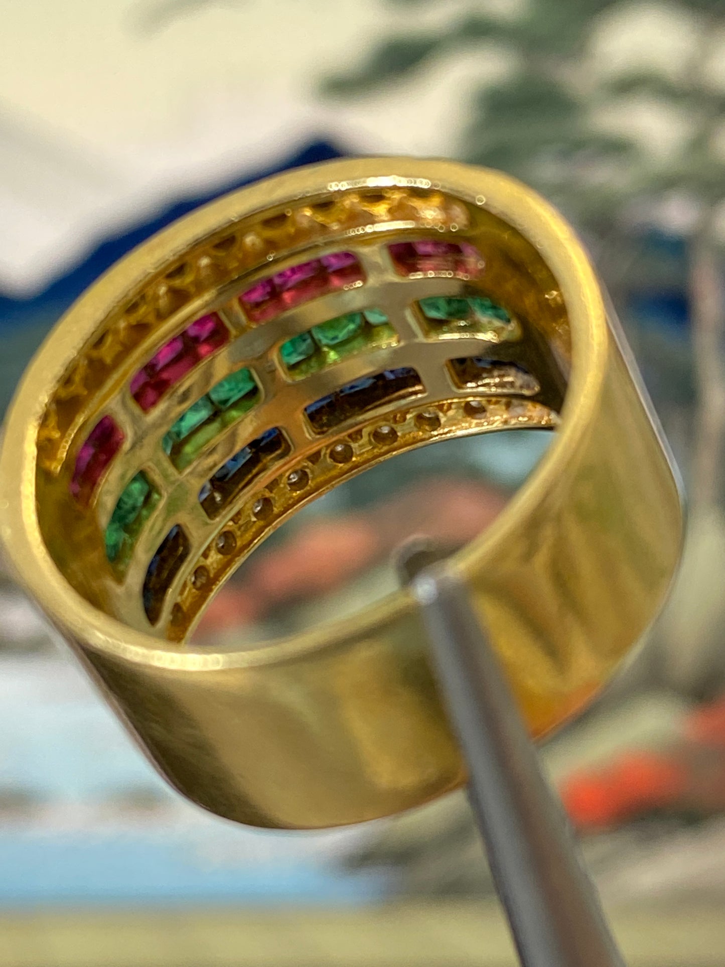 Tutti Frutti Inspired Layered Gemstone Chunky Ring