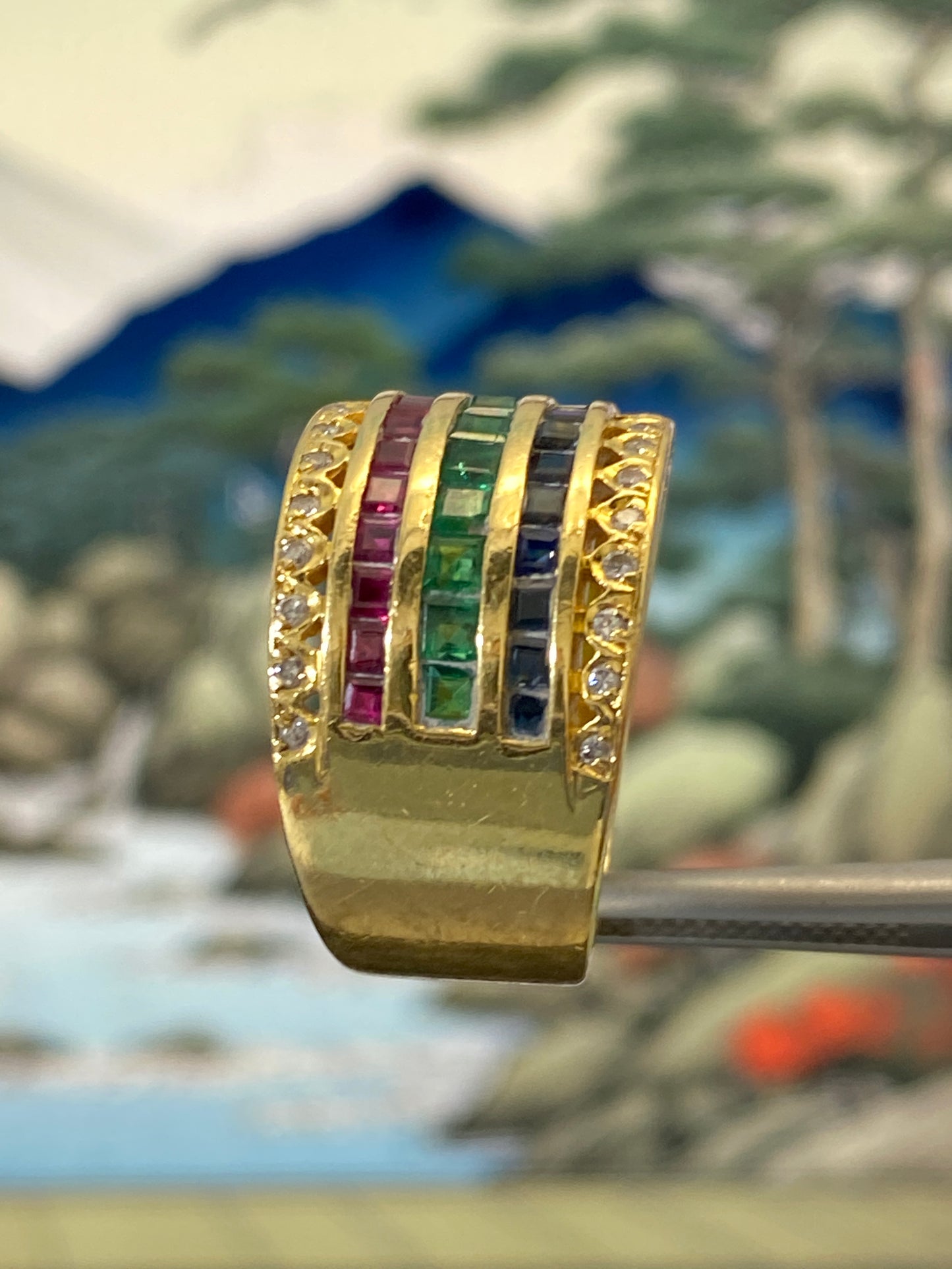 Tutti Frutti Inspired Layered Gemstone Chunky Ring