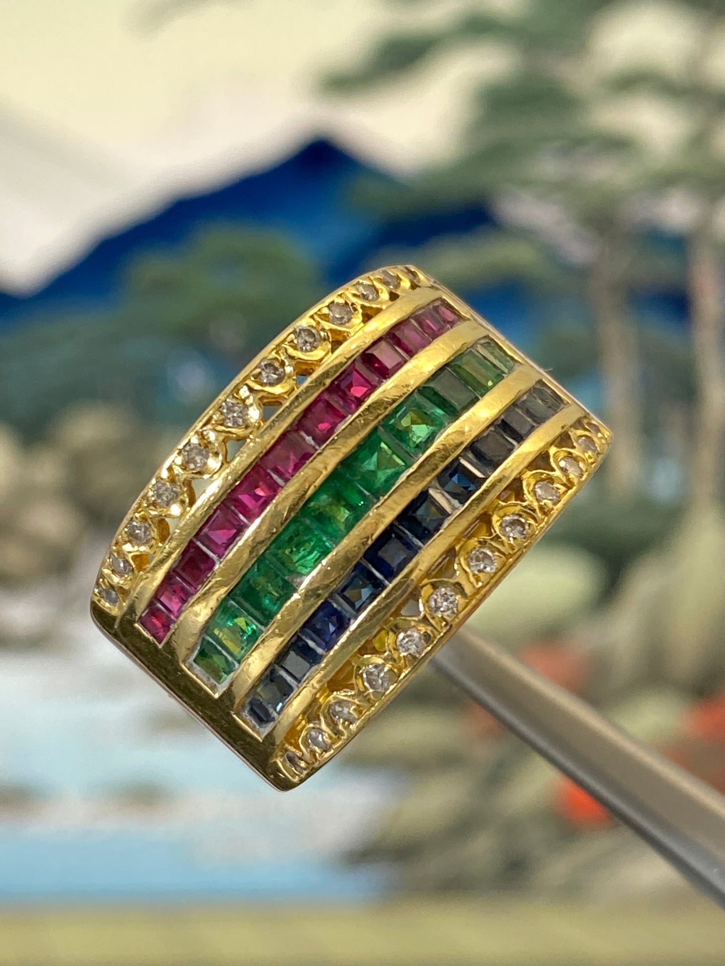 Tutti Frutti Inspired Layered Gemstone Chunky Ring