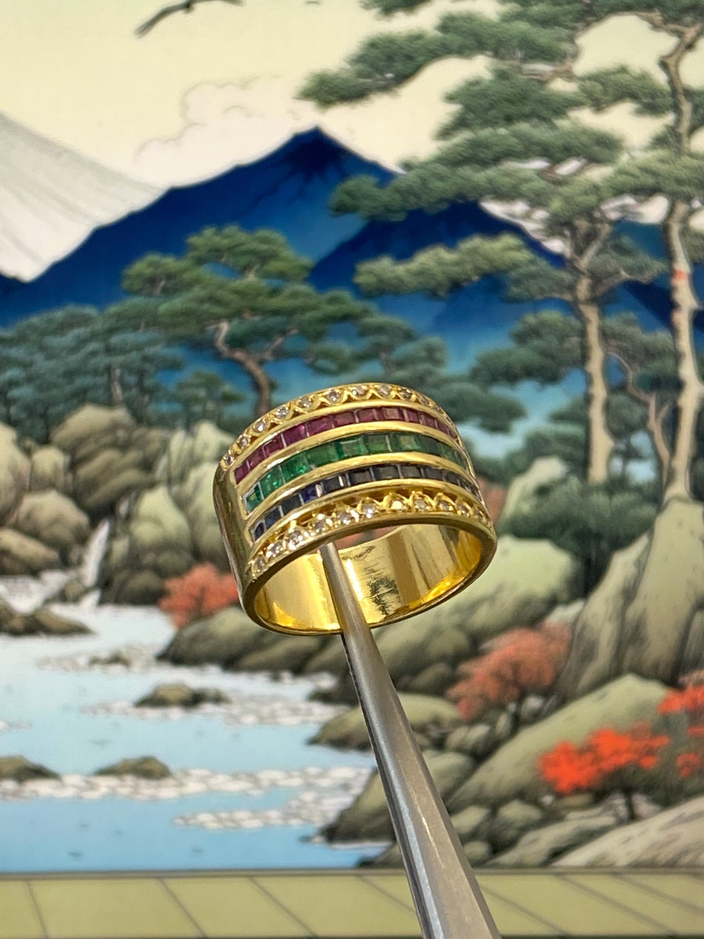 Tutti Frutti Inspired Layered Gemstone Chunky Ring